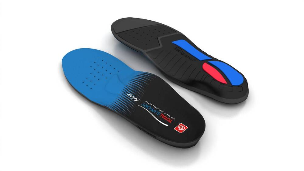 NEW SPENCO polysorb total support max insoles in black/blue